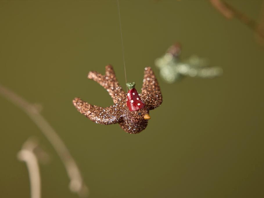 Ophæng Due Pige, 7 x 6 x 4 cm - Brunmetallic